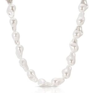 Kozakh Elegant White Pearl Necklace.  Beautiful & stunning